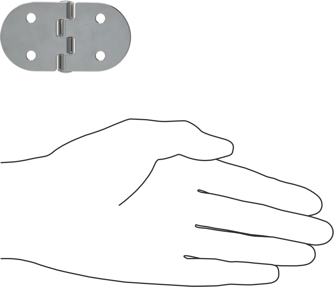 Kayış Menteşesi, 304 Paslanmaz Çelik, 1-1/2“ x 1-3/8” Kapı Kanadı