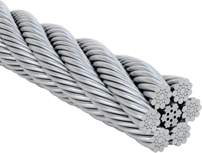 Kaldırma için Ekstra Esnek Tel Halat, Galvanizli Çelik, 6 x 19, 3/16" Çap