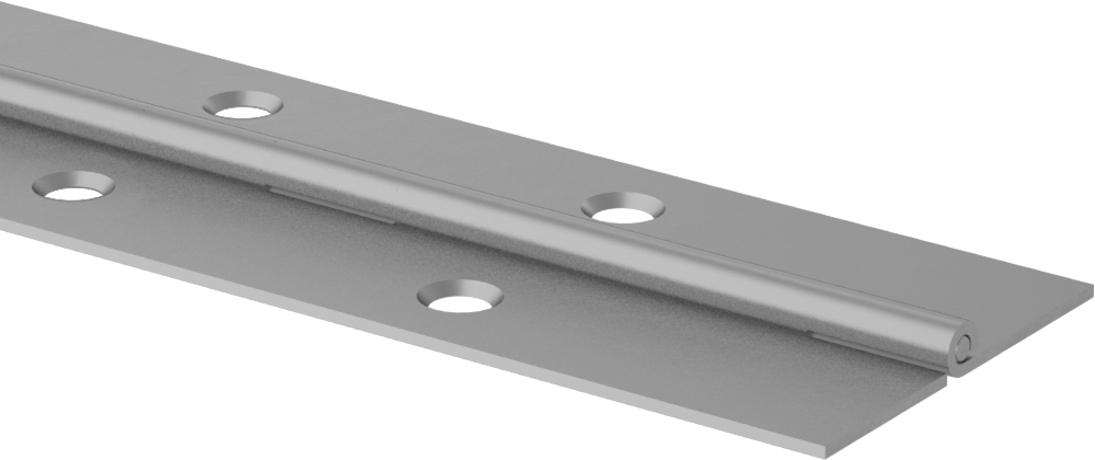 Delikli Piyano Menteşesi, Nikel Kaplı Çelik, 1-1/2" Toplam Genişlik, 0,174" Mafsal Çapı