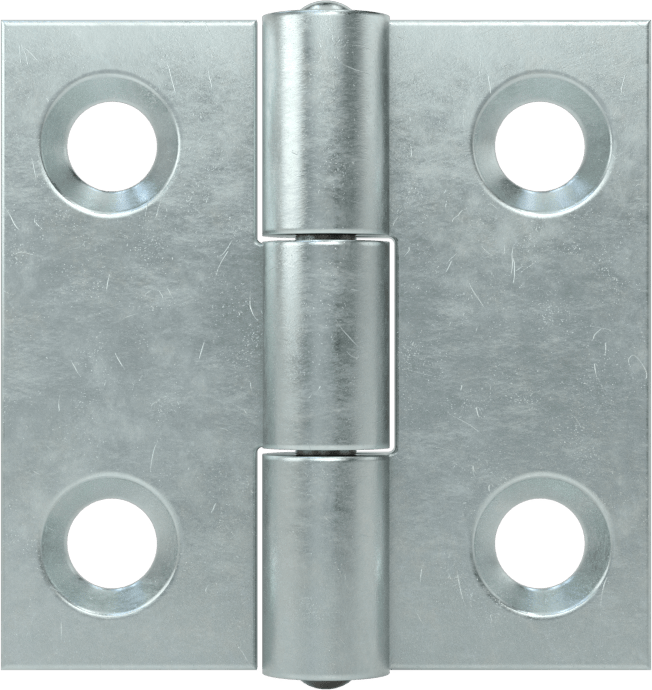 Delikli Gömme Montaj Menteşesi, Çıkarılamayan Pim, Çinko Kaplı Çelik, 1“ x 1/2” Kapı Kanadı