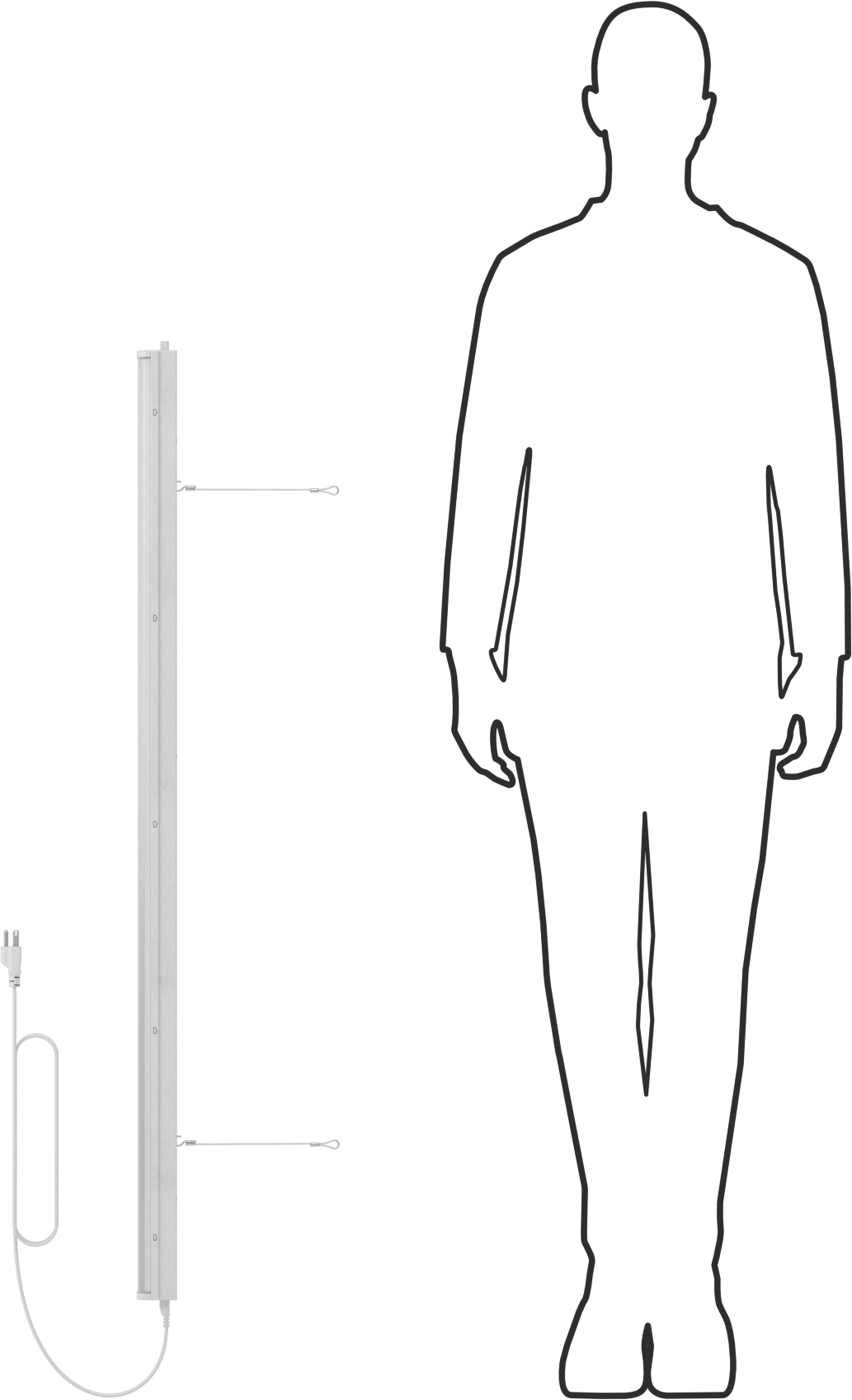 Takılabilir Tavan Işığı, Tavana/Duvara Montaj, 46“ Uzunluk x 1-7/8” Genişlik Toplam
