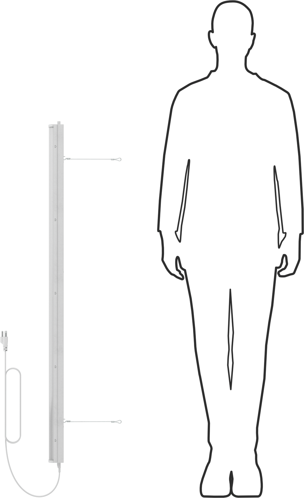Takılabilir Tavan Işığı, Tavana/Duvara Montaj, 46“ Uzunluk x 2-1/2” Genişlik Toplam
