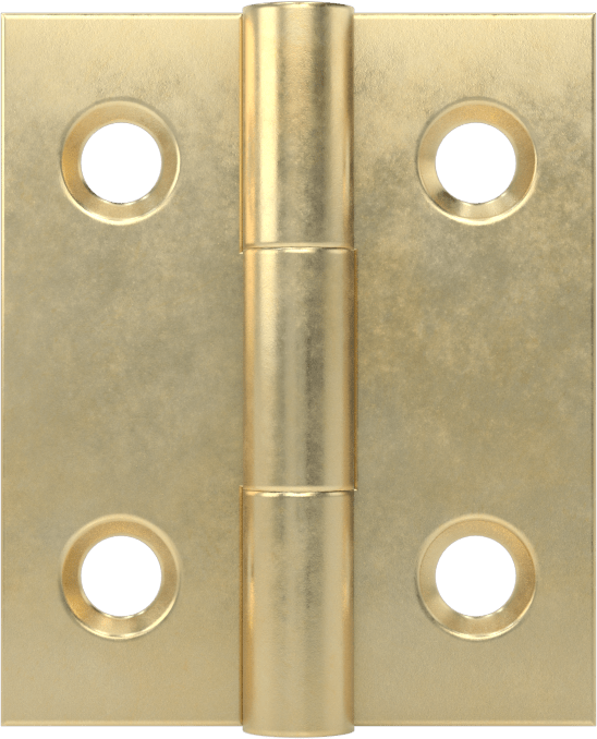 Delikli Yüzeye Montaj Menteşesi, Pirinç, Çıkarılamayan Pim, 3/4“ x 5/16” Kapı Kanadı