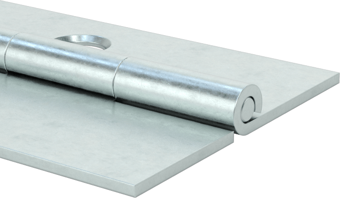 Delikli Piyano Menteşesi, Çinko Kaplı Çelik, 1-1/4" Toplam Genişlik, 0,174" Mafsal Çapı