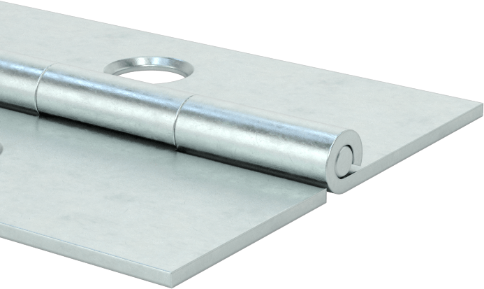 Delikli Piyano Menteşesi, Çinko Kaplı Çelik, 1-1/2" Toplam Genişlik, 0,174" Mafsal Çapı
