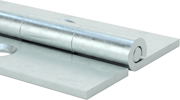 Delikli Piyano Menteşesi, Çinko Kaplı Çelik, 1-1/4" Toplam Genişlik, 0,245" Mafsal Çapı