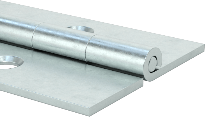 Delikli Piyano Menteşesi, Çinko Kaplı Çelik, 1-1/2" Toplam Genişlik, 0,245" Mafsal Çapı