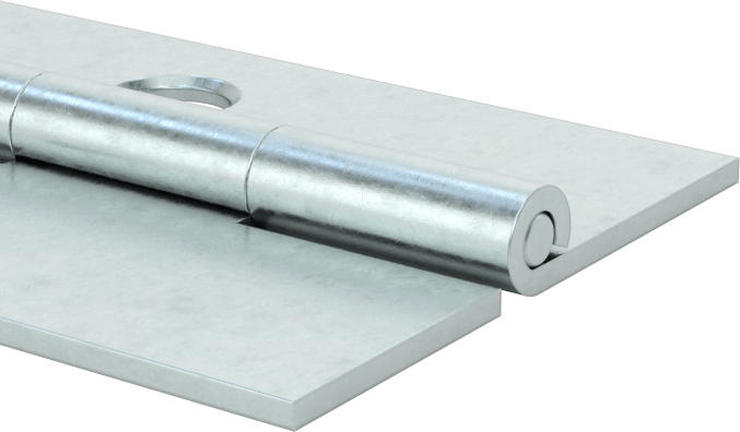 Delikli Piyano Menteşesi, Çinko Kaplı Çelik, 1-1/4" Toplam Genişlik, 0,174" Mafsal Çapı