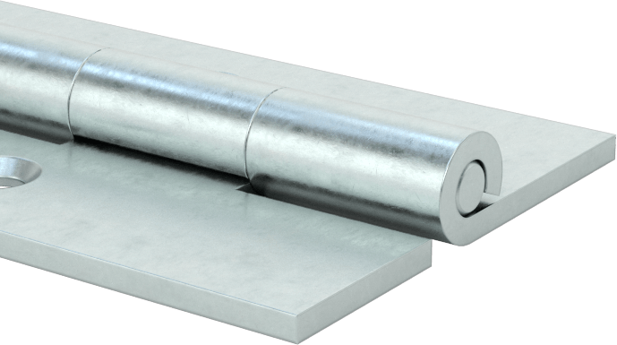 Delikli Piyano Menteşesi, Çinko Kaplı Çelik, 1-1/4" Toplam Genişlik, 0,245" Mafsal Çapı