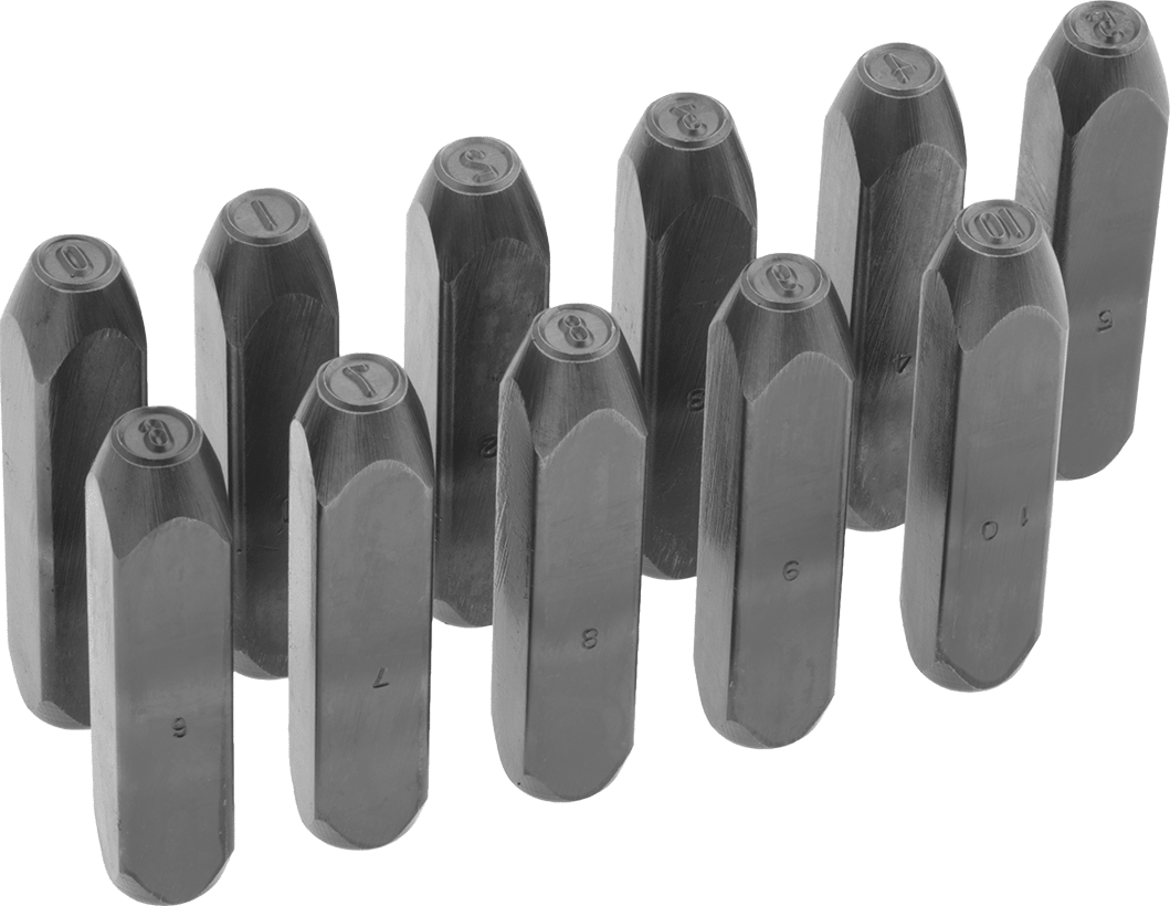 Yüksek Görünürlüklü Çelik Damga, Daire Kenarlığı, Set Numarası 61-70, 1/8" Karakter Yüksekliği