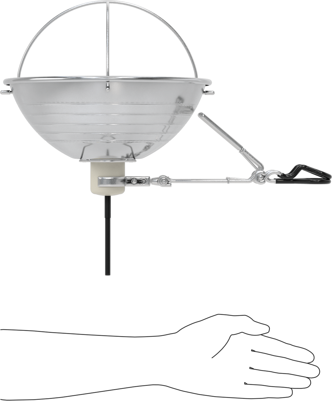 Fişli Taşınabilir Klipsli Işık, Akkor ve LED Ampuller için, 10-3/4" Baş Çapı