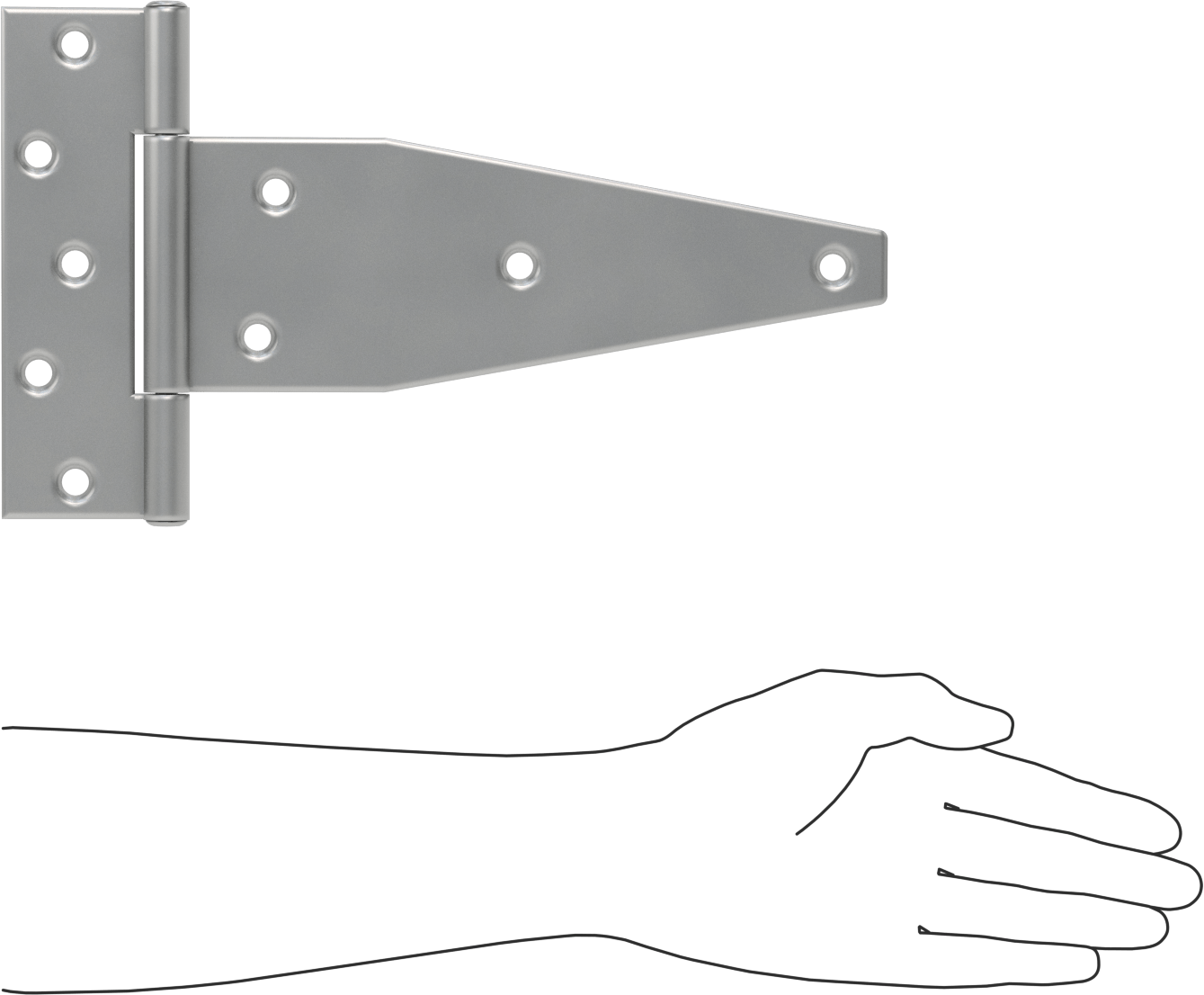 Mat 304 Paslanmaz Çelik Kayış Menteşe, 3-1/2“ x 10” Kapı Kanadı, 7“ x 2-1/4” Çerçeve Yaprağı