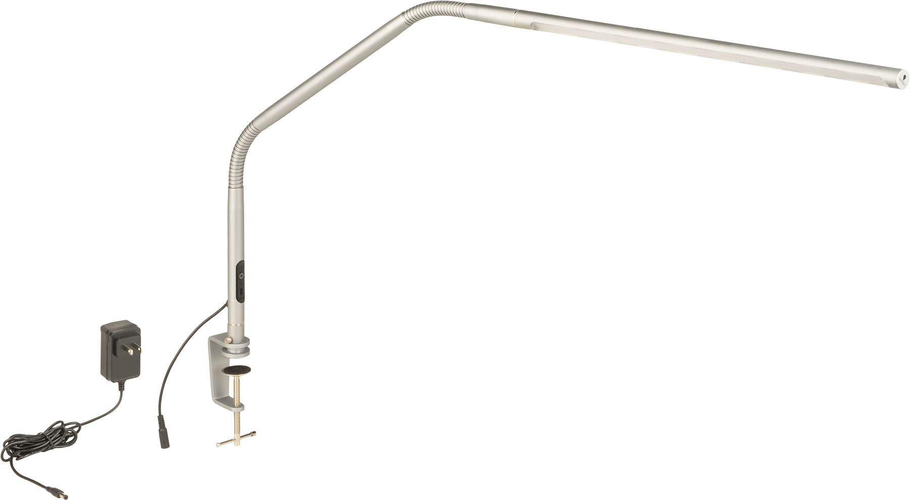 Her Yöne Çalışma İstasyonu Işığı, Kelepçeli Montaj Parçası, 38" Kol Uzanma Mesafesi, 1000 Lumens, 6000K, Gri