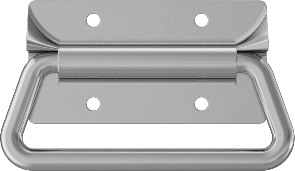 Montaj Plakalı Yuvarlak Katlanır Çekme Kolu, Parlak Çinko Kaplı Çelik, 3-1/2" Genişlikte Sap