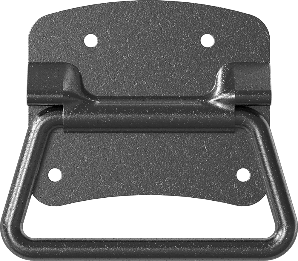 Montaj Plakalı Yuvarlak Katlanır Çekme Kolu, Dull Siyah Oksit Çelik, 3-1/2" Genişlikte Sap, 2-1/4" Çıkıntı