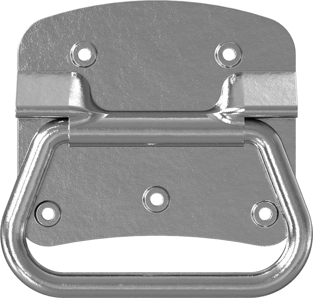 Montaj Plakalı Yuvarlak Katlanır Çekme Kolu, Parlak Çinko Kaplı Çelik, 4-1/2" Genişlikte Sap