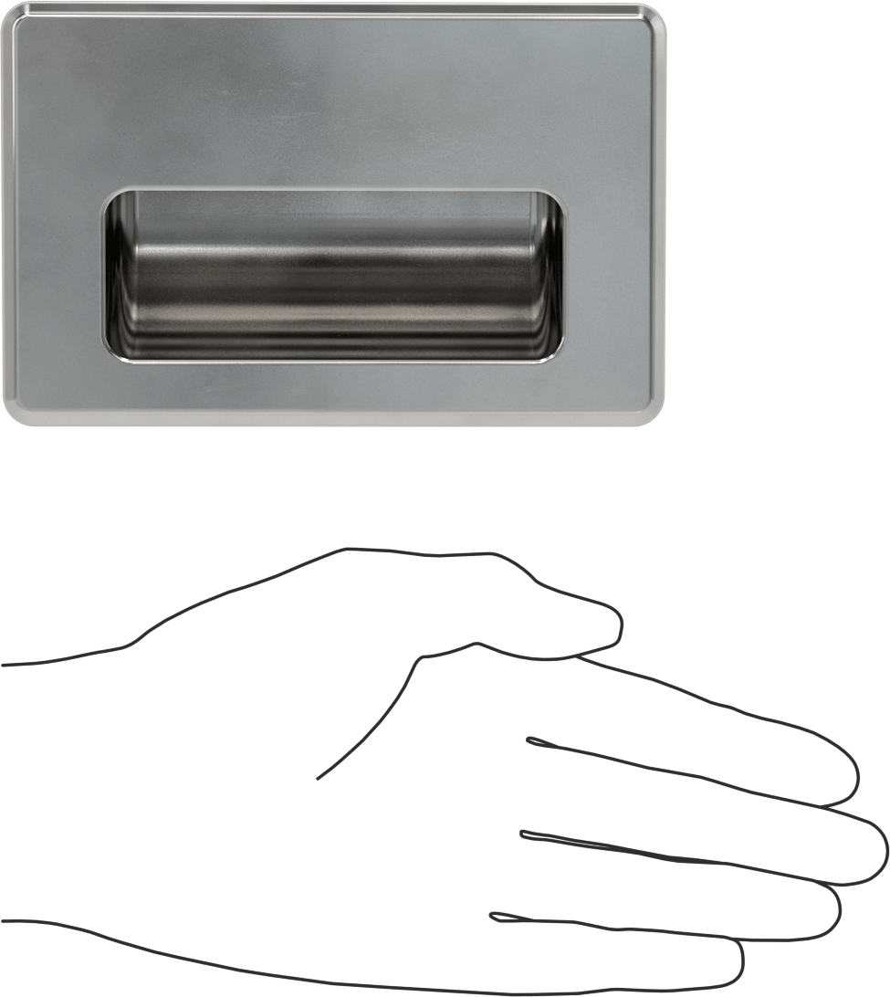 Gömme Çekme Kolu, Parlatılmış 304 Paslanmaz Çelik, 138 mm Yükseklik, 88 mm Genişlik