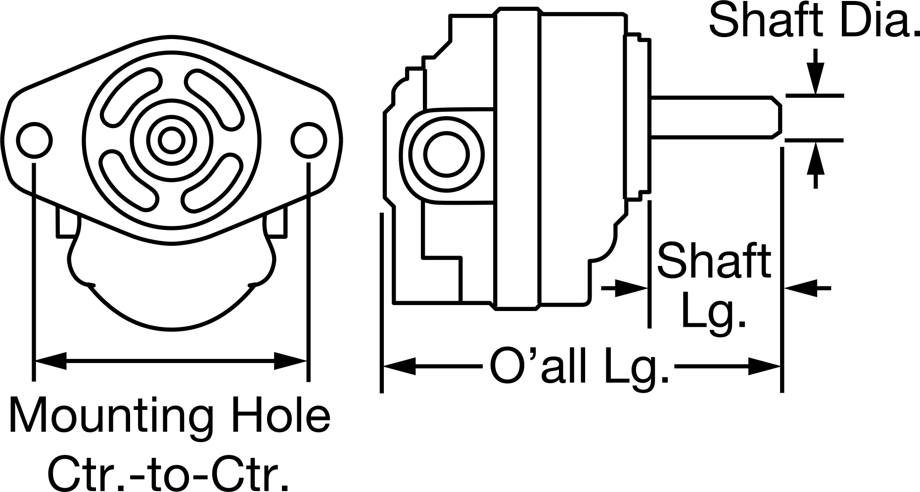 Hidrolik Döner Kanatlı Pompa, NPT Karşı Portlu, 3 gpm @ 1200 rpm, 6-5/16" Uzunluk