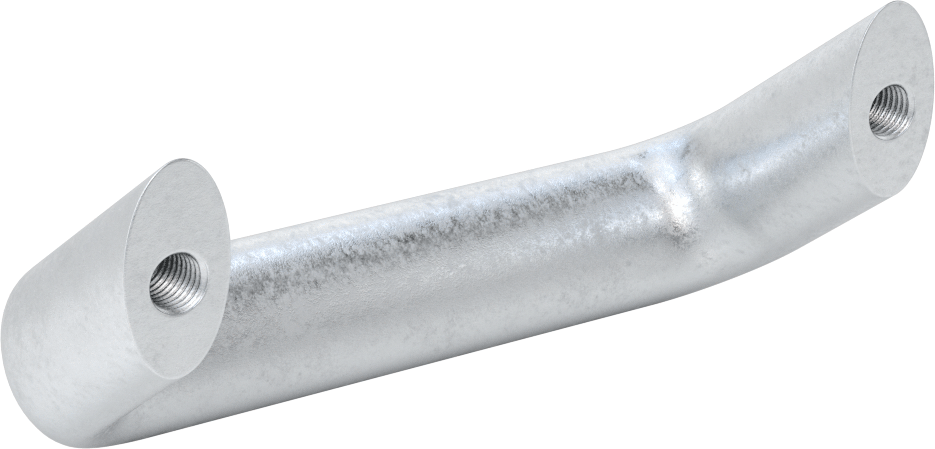 Dişli Delikli Montajlı Ofset Çekme Kolu, 35 Derece Ofset Açısı, Oval Tutamak, Mat Alüminyum, 128 mm Genişlik.