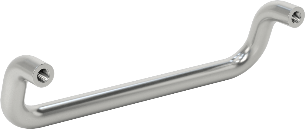 Dişli Delikli Montajlı Ofset Çekme Kolu, 70 Derece Açı, Yuvarlak Tutamak, Eloksallı Alüminyum, 160 mm Genişlik