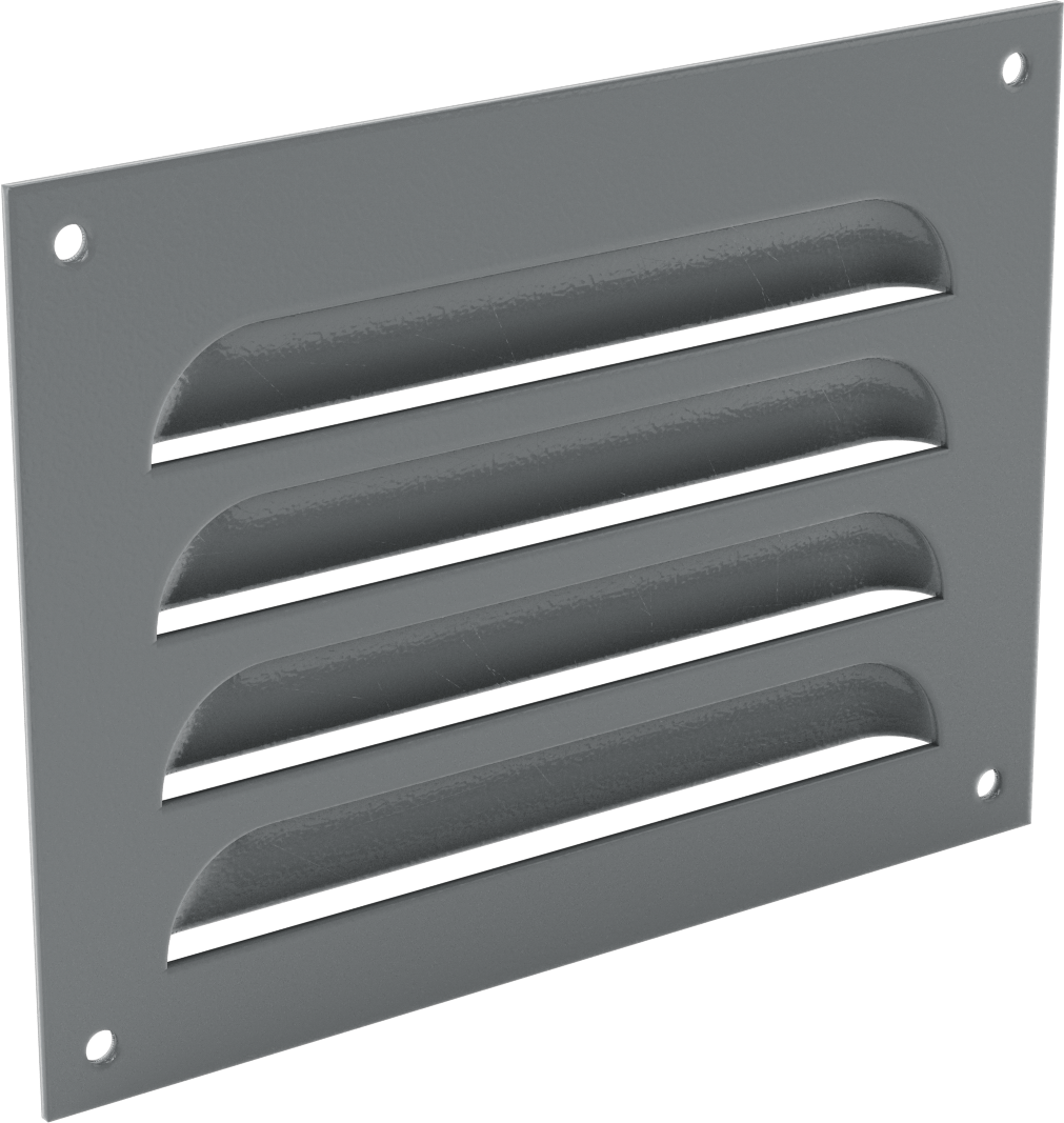 Yüzeye Monte Muhafaza Panjuru, Çelik Çerçeve ve Kanatlar, 6“ Genişlik x 4-3/8” Yükseklik Açıklığı için