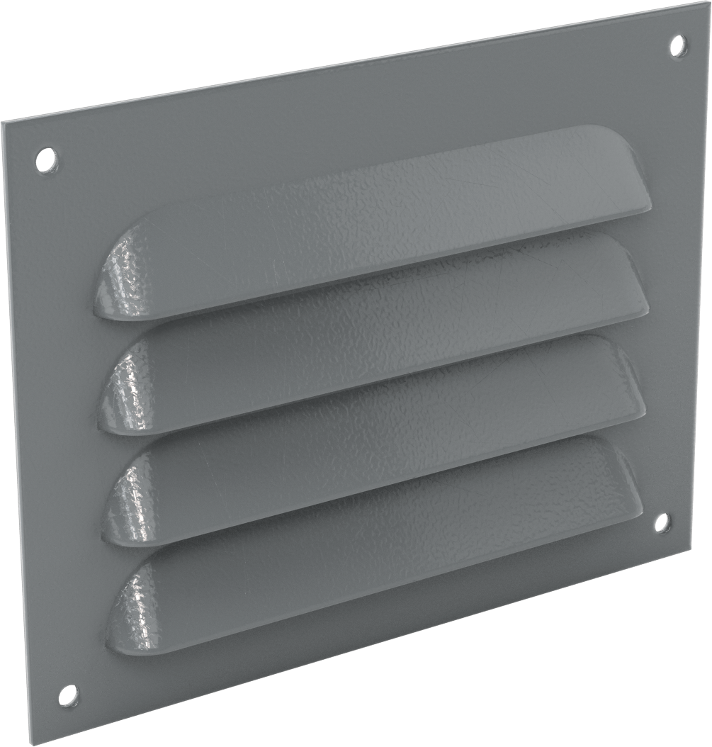 Yüzeye Monte Muhafaza Panjuru, Çelik Çerçeve ve Kanatlar, 6“ Genişlik x 4-3/8” Yükseklik Açıklığı için