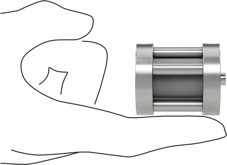 Darbeye Dayanıklı Kompakt Bağlantı Çubuğu Hava Silindiri, Yuvarlak Yüz, Çift Etkili, 3/4" Delik Boyutu, 1-1/8" Strok
