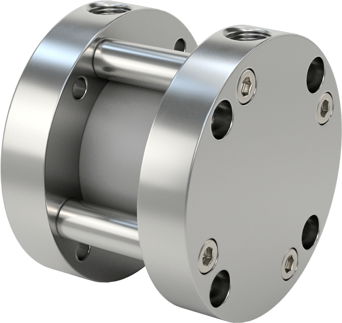 Darbeye Dayanıklı Kompakt Bağlantı Çubuğu Hava Silindiri, Yuvarlak Yüz, Çift Etkili, 1-1/2" Delik, 1-1/8" Strok
