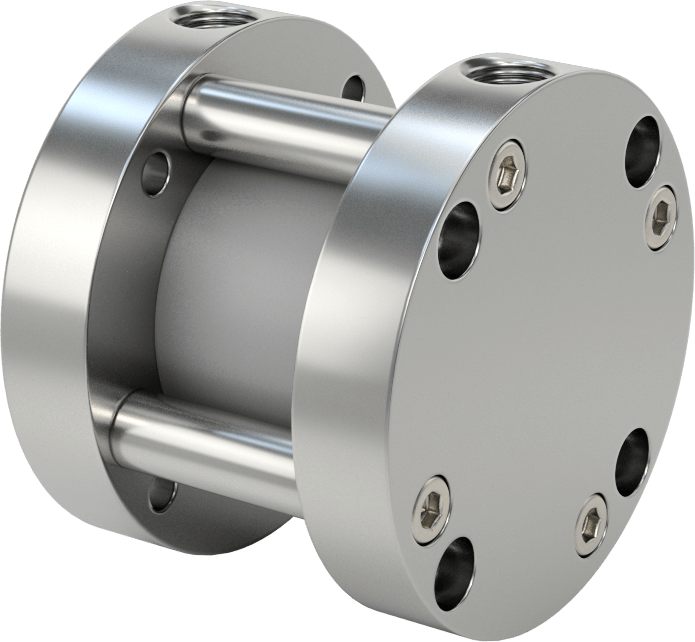 Darbeye Dayanıklı Kompakt Bağlantı Çubuğu Hava Silindiri, Yuvarlak Yüz, Çift Etkili, 1-1/2" Delik, 1-1/4" Strok