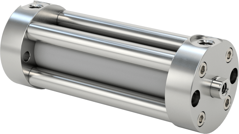 Darbeye Dayanıklı Kompakt Bağlantı Çubuğu Hava Silindiri, Yuvarlak Yüz, Çift Etkili, 1/2" Delik Çapı, 2-1/4" Strok