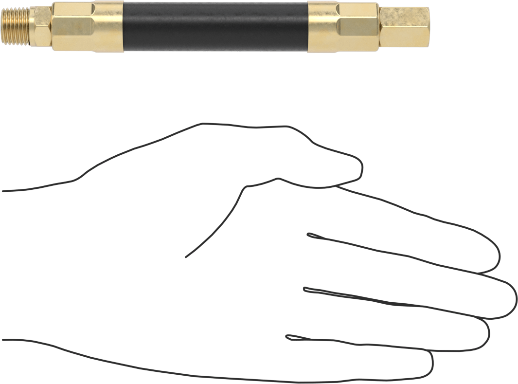 Bend-and-Stay Hava Nozulu için 1/4 NPT Dişi Çıkışlı 6" Uzunlukta Kauçuk Hortum
