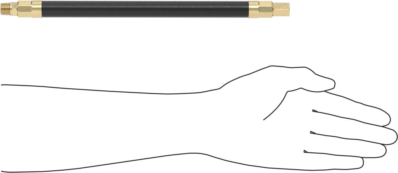 Bend-and-Stay Hava Nozulu için 1/4 NPT Dişi Çıkışlı 12" Uzun Kauçuk Hortum