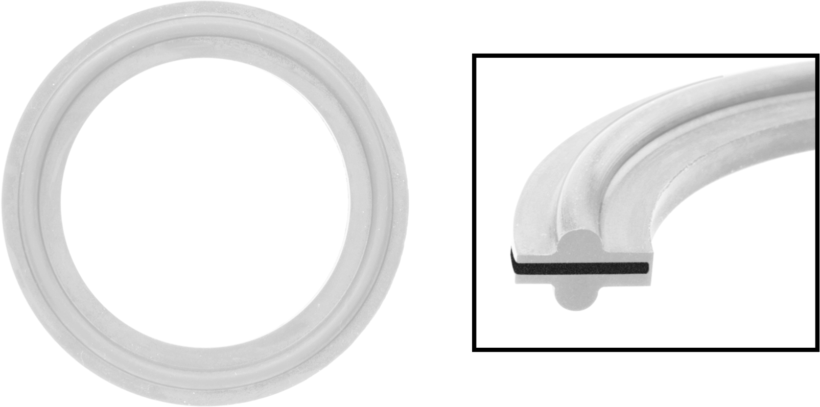 EPDM Dolgulu Ultra Kimyasal Dirençli PTFE Conta, Hızlı Kelepçeli Boru Bağlantı Elemanları için, 3" Boru Dış Çapı için