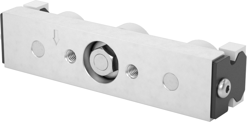 Yan Montajlı Raylı Makara Taşıyıcı, Silecekli Alüminyum, Kendinden Hizalamalı, 20 mm genişlikte ray için