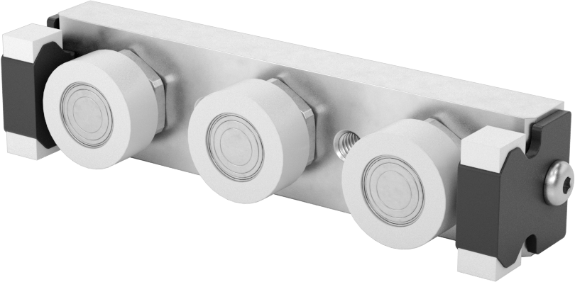 Yan Montajlı Raylı Makara Taşıyıcı, Silecekli Alüminyum, Kendinden Hizalamalı, 20 mm genişlikte ray için