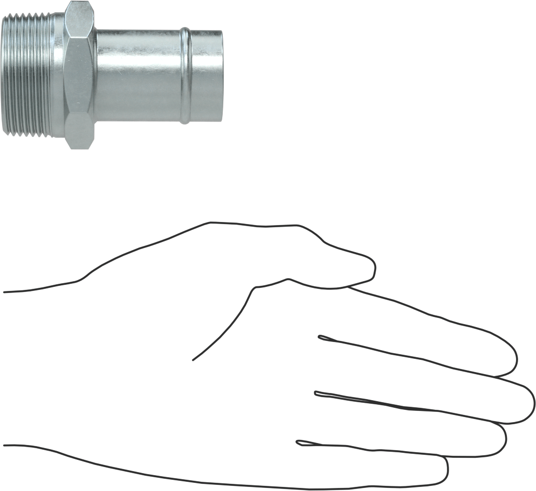 Soğutma Suyu için Çinko Kaplı Çelik Boncuklu Hortum Bağlantı Parçası, 1-1/4" Hortum İç Çap için Düz Adaptör, 1-1/4 NPT Erkek