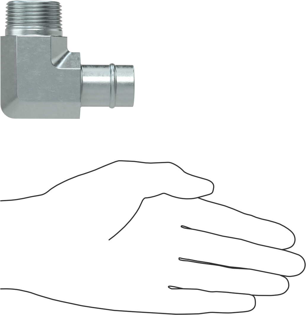 Soğutma Suyu için Çinko Kaplı Çelik Boncuklu Hortum Bağlantı Parçası, 1" Hortum İç Çapı için 90 Derece Dirsek Adaptörü, 1 NPT Erkek