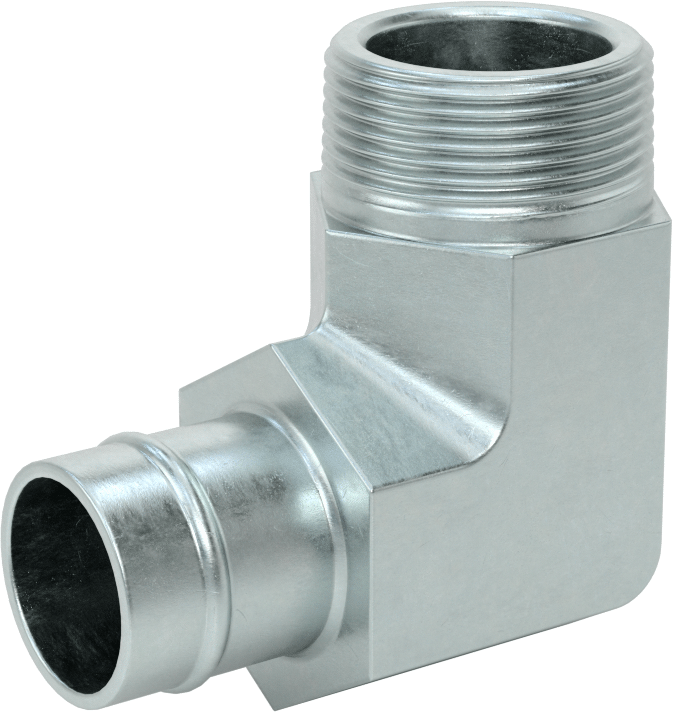 Soğutma Suyu için Çinko Kaplı Çelik Boncuklu Hortum Bağlantı Parçası, 1-1/4" Hortum İç Çapı için 90 Derece Adaptör, 1-1/4 NPT Erkek