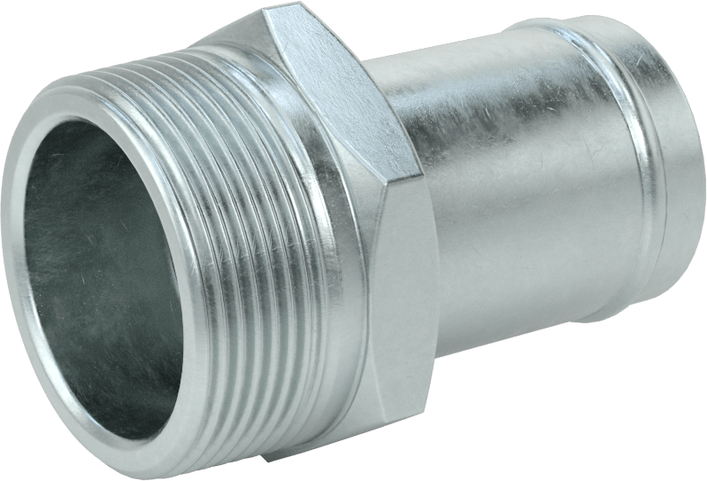Soğutma Suyu için Çinko Kaplı Çelik Boncuklu Hortum Bağlantı Parçası, 1-1/2" Hortum İç Çapı için Düz Adaptör, 1-1/2 NPT Erkek