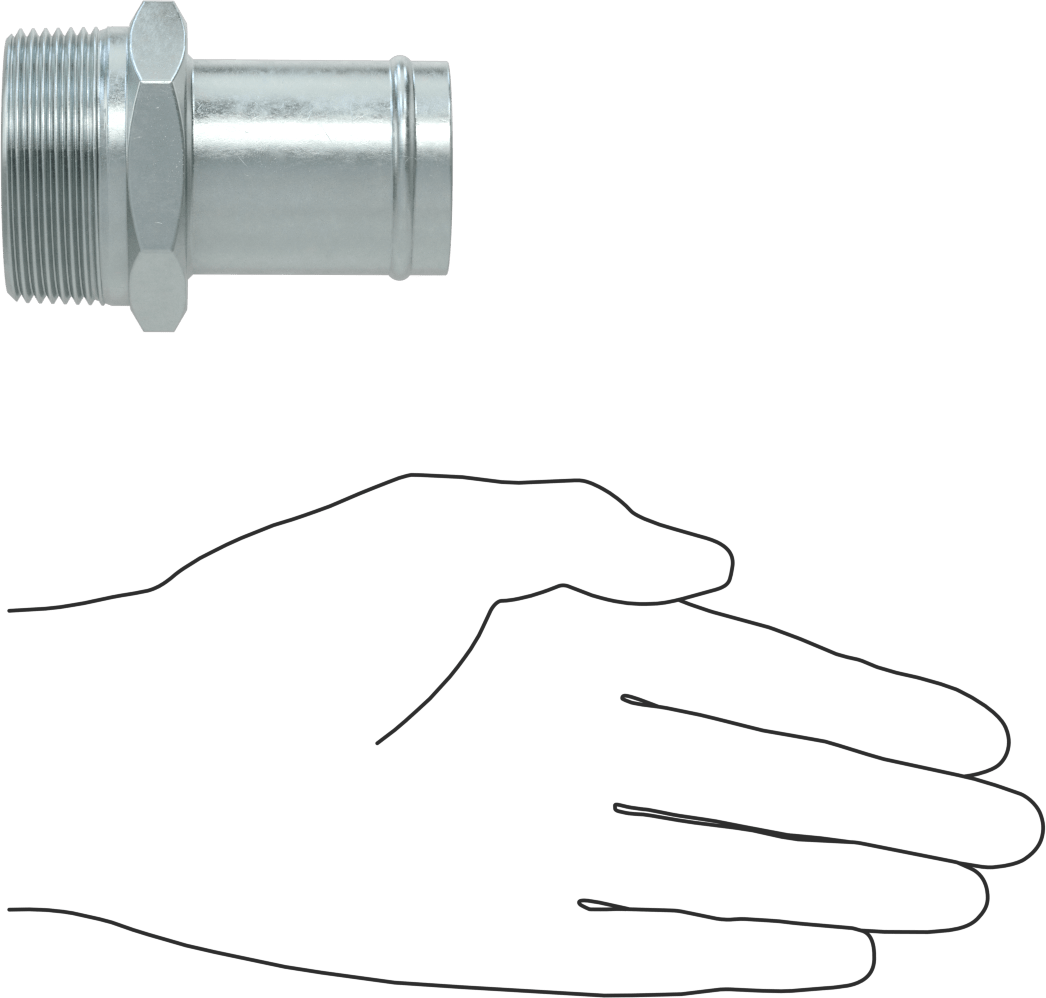 Soğutma Suyu için Çinko Kaplı Çelik Boncuklu Hortum Bağlantı Parçası, 1-1/2" Hortum İç Çapı için Düz Adaptör, 1-1/2 NPT Erkek