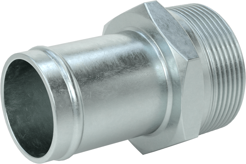 Soğutma Suyu için Çinko Kaplı Çelik Boncuklu Hortum Bağlantı Parçası, 1-1/2" Hortum İç Çapı için Düz Adaptör, 1-1/2 NPT Erkek