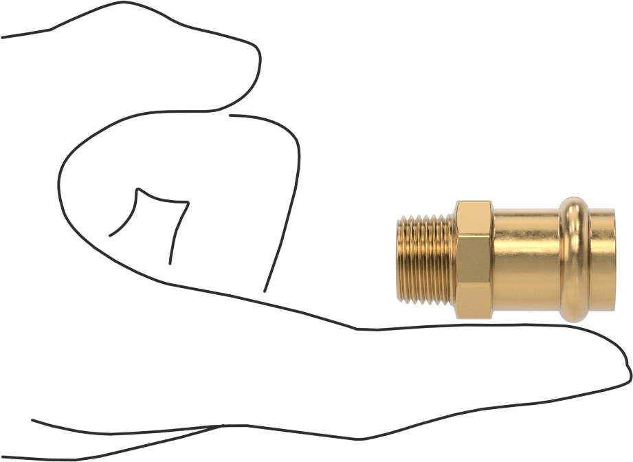 Bakır Boru için Presle Bağlanan Bağlantı Parçası, Adaptör, 1/2 Bakır Boru Boyutu Dişi x 3/8 NPT Erkek