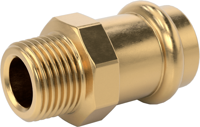 Bakır Boru için Presle Bağlanan Bağlantı Parçası, Adaptör, 1/2 Bakır Boru Boyutu Dişi x 3/8 NPT Erkek