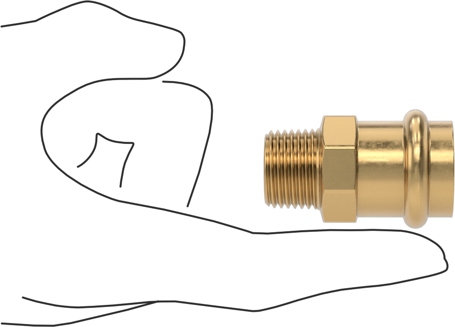 Bakır Boru için Presle Bağlanan Bağlantı Parçası, Adaptör, 3/4 Bakır Boru Boyutu Dişi x 1/2 NPT Erkek