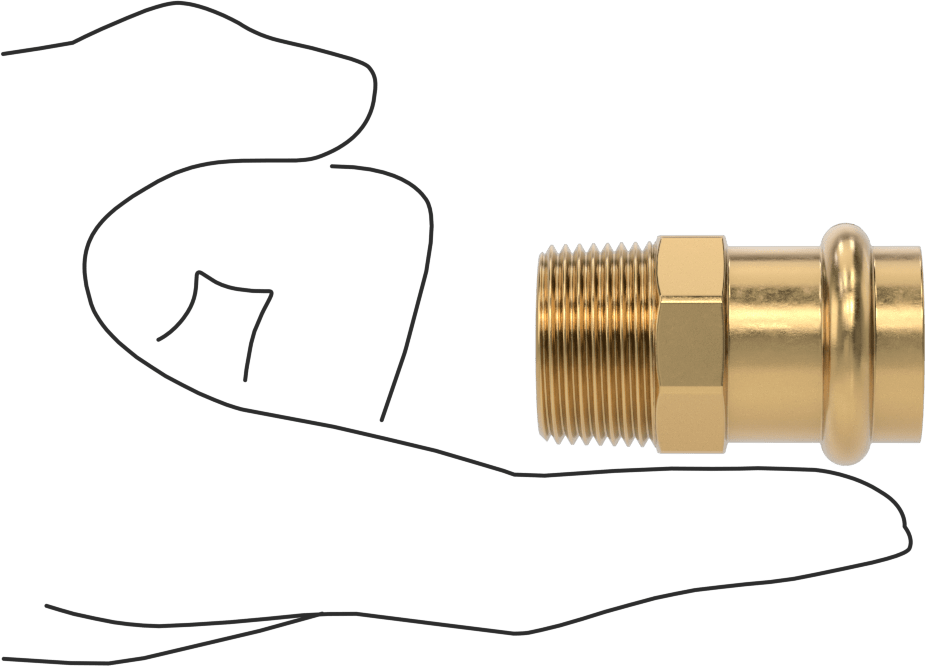 Bakır Boru için Presle Bağlanan Bağlantı Parçası, Adaptör, 3/4 Bakır Boru Boyutu Dişi x 3/4 NPT Erkek