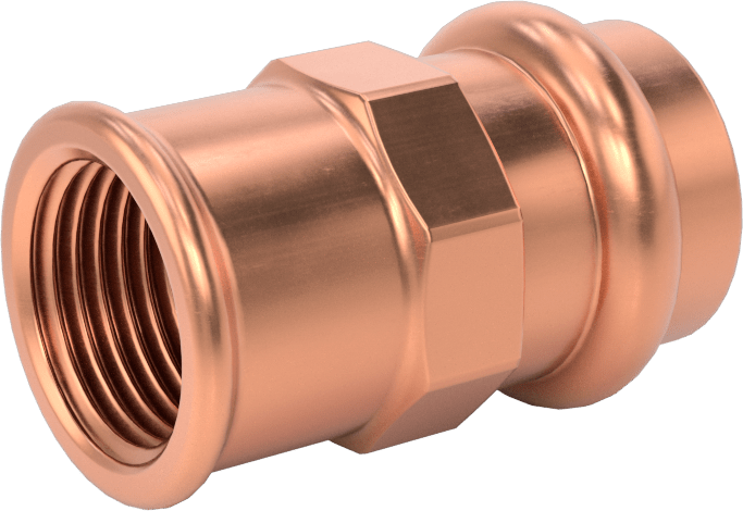 Bakır Boru için Presle Bağlanan Bağlantı Parçası, Adaptör, 1/2 Bakır Boru Boyutu Dişi x 3/8 NPT Dişi