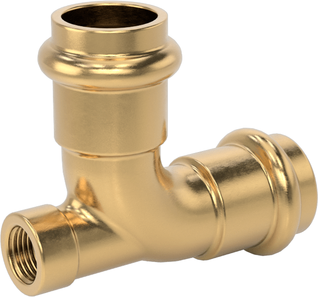 Bakır Boru için Presle Bağlanan Bağlantı Parçası, Dik Açılı T Adaptörü, 1/2 Boyut Dişi x 1/8 NPT Dişi
