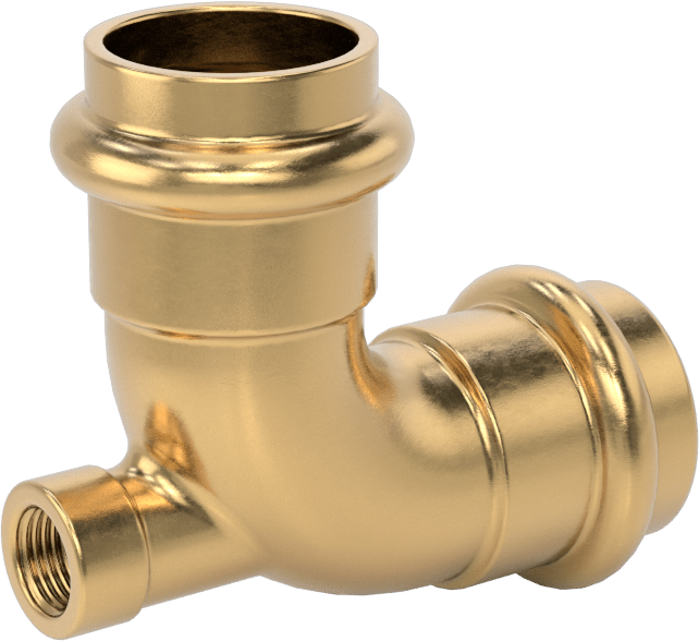 Bakır Boru için Presle Bağlanan Bağlantı Parçası, Dik Açı T, 3/4 Boru Boyutu Dişi x 1/8 NPT Dişi