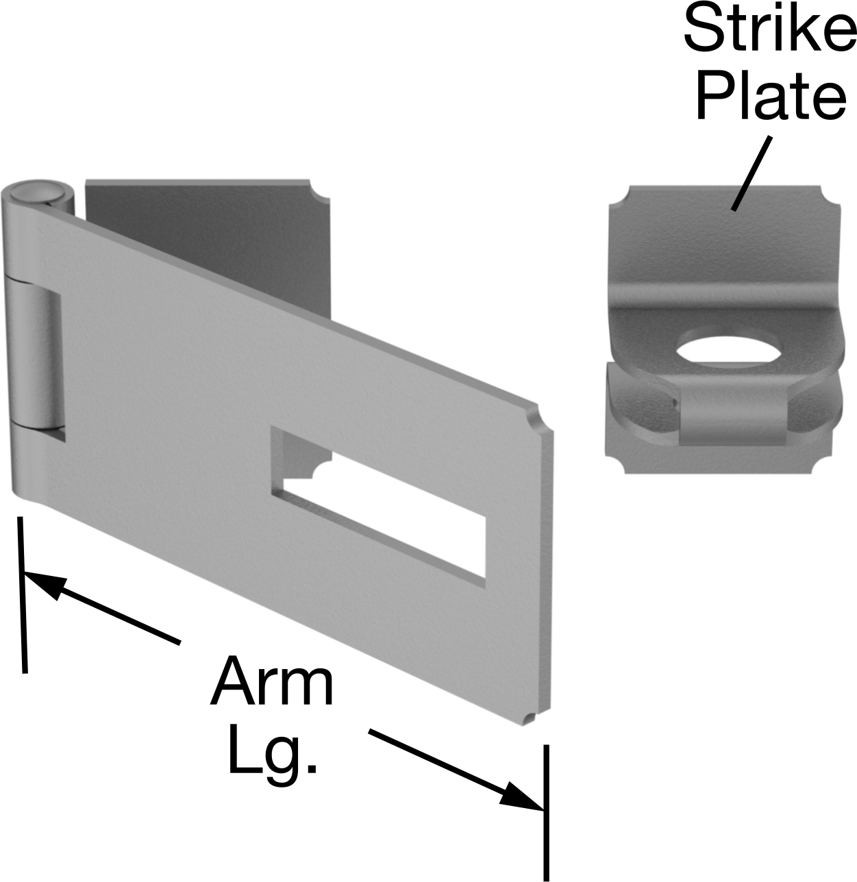 Çelik Asma Kilitli Mandal, 3-3/8“ x 1-1/2” x 1/16" Kol ile