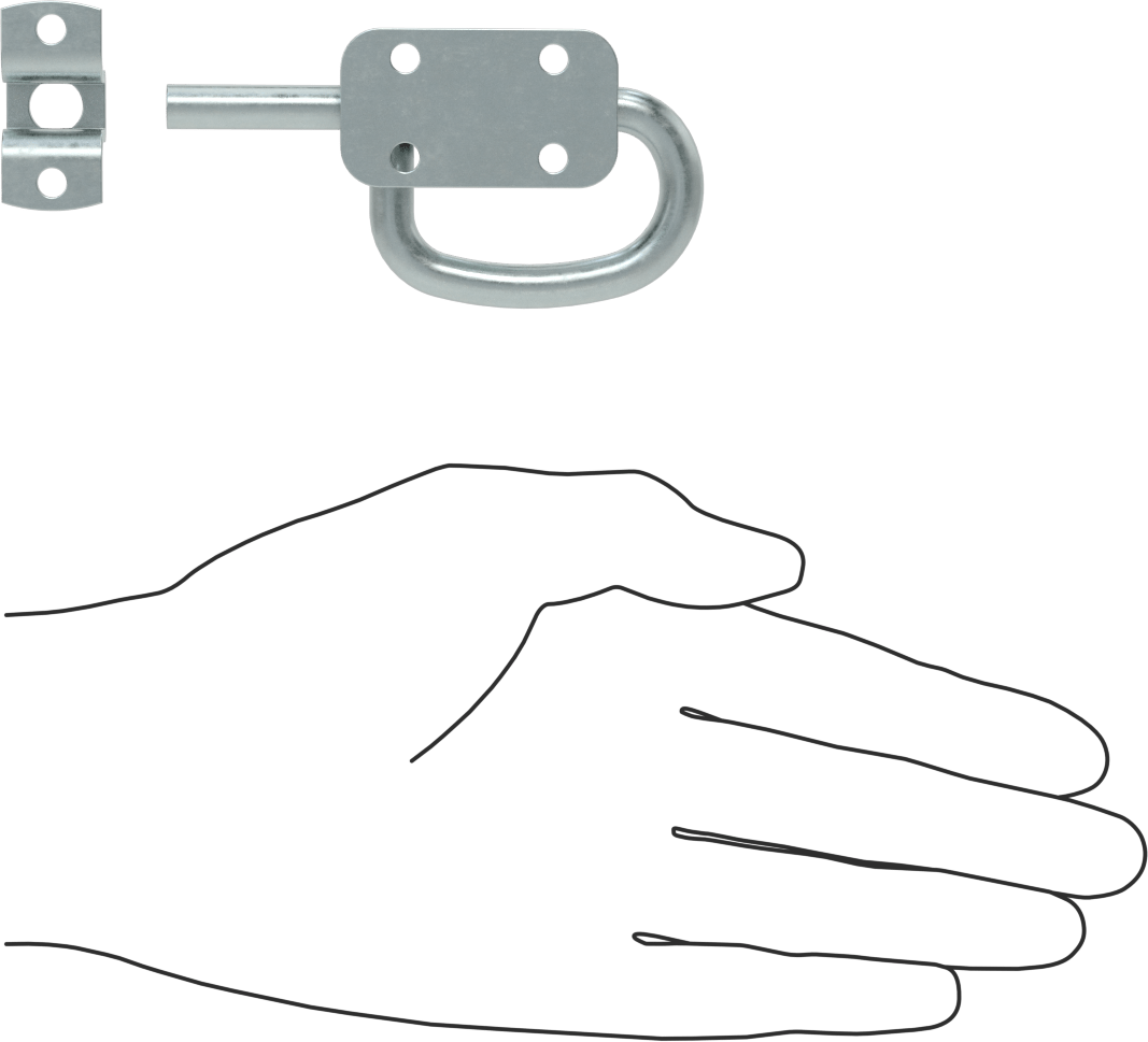 Kaldır-Bırak Namlu Kayar Cıvata Mandalı, Kolay Tutuş, Çinko Kaplı Çelik, 1-3/4“ Genişlik x 1” Yükseklik
